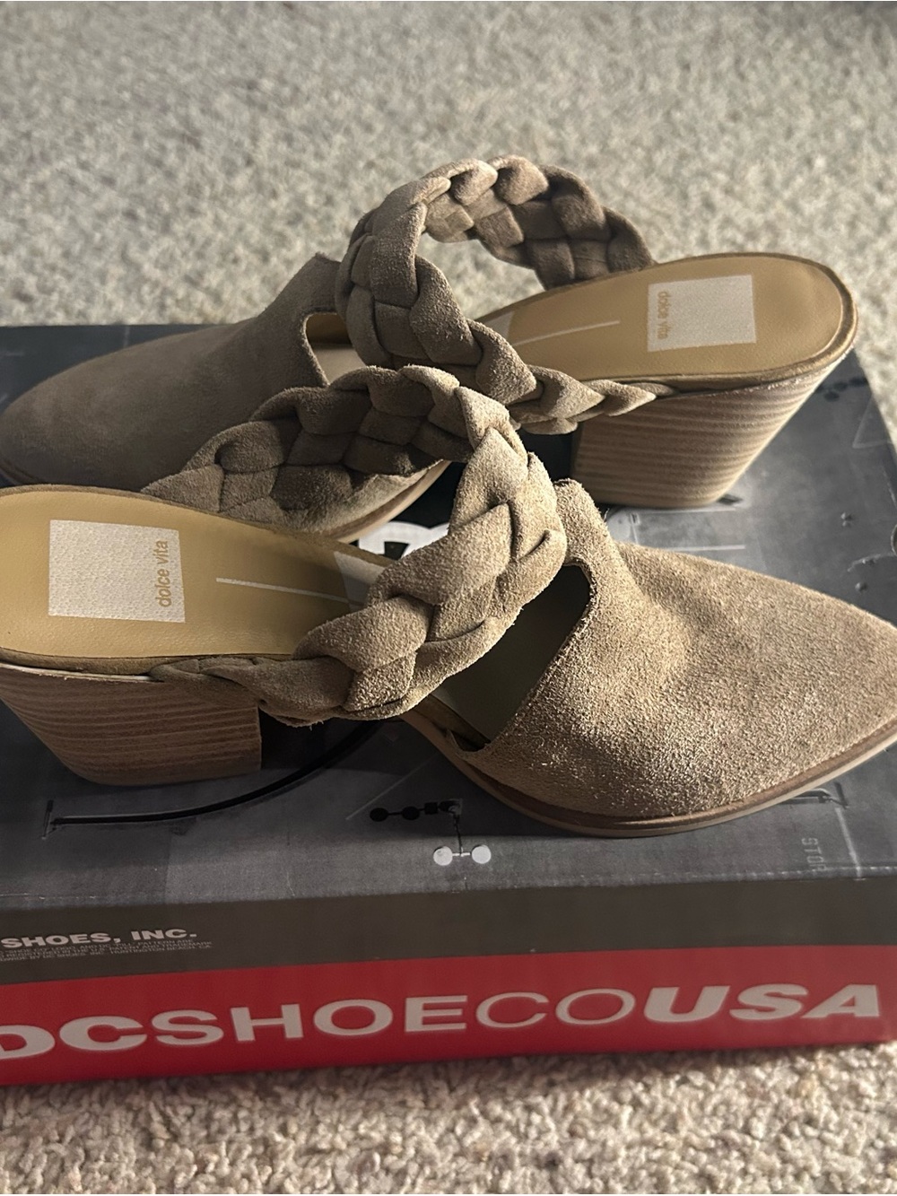 Dolce Vita Randae Braided Strap Suede Block Heel